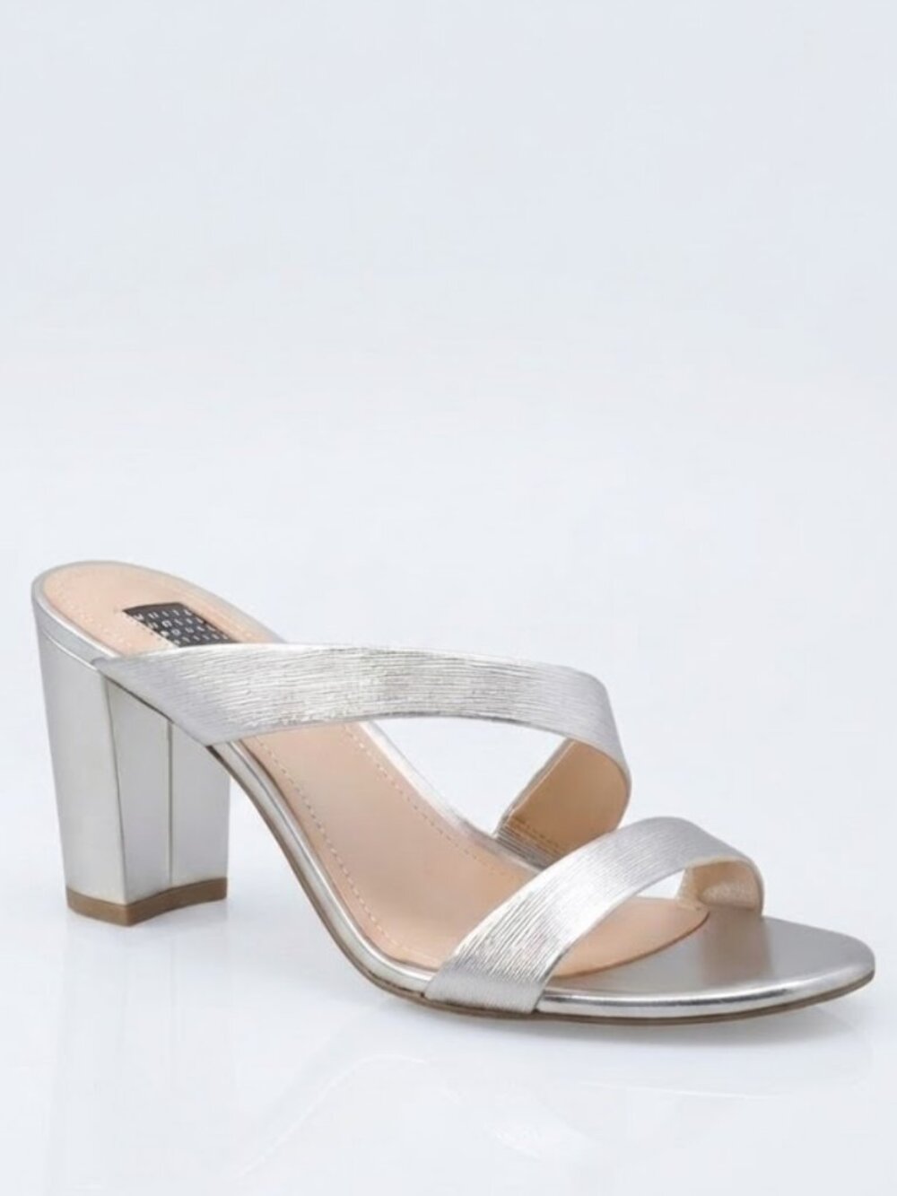 WHBM Metallic Leather Asymmetrical Sandals 9.5 VERY COMFORTABLE!
